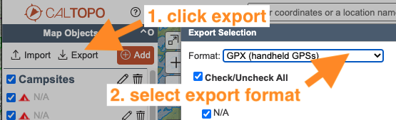 browser export menu